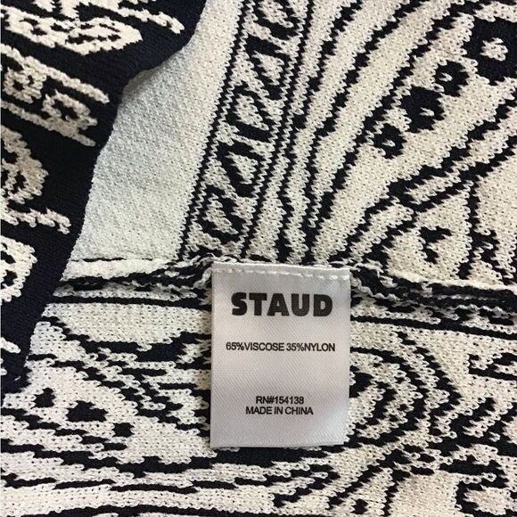 Staud Tucson Cropped Intarsia-Knit Tank Navy Blue White Cropped Sweater Top - Picture 5 of 6